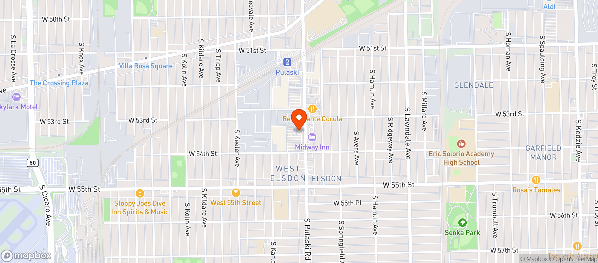 Map showing Jewel Osco #3170 Pulaski Rd