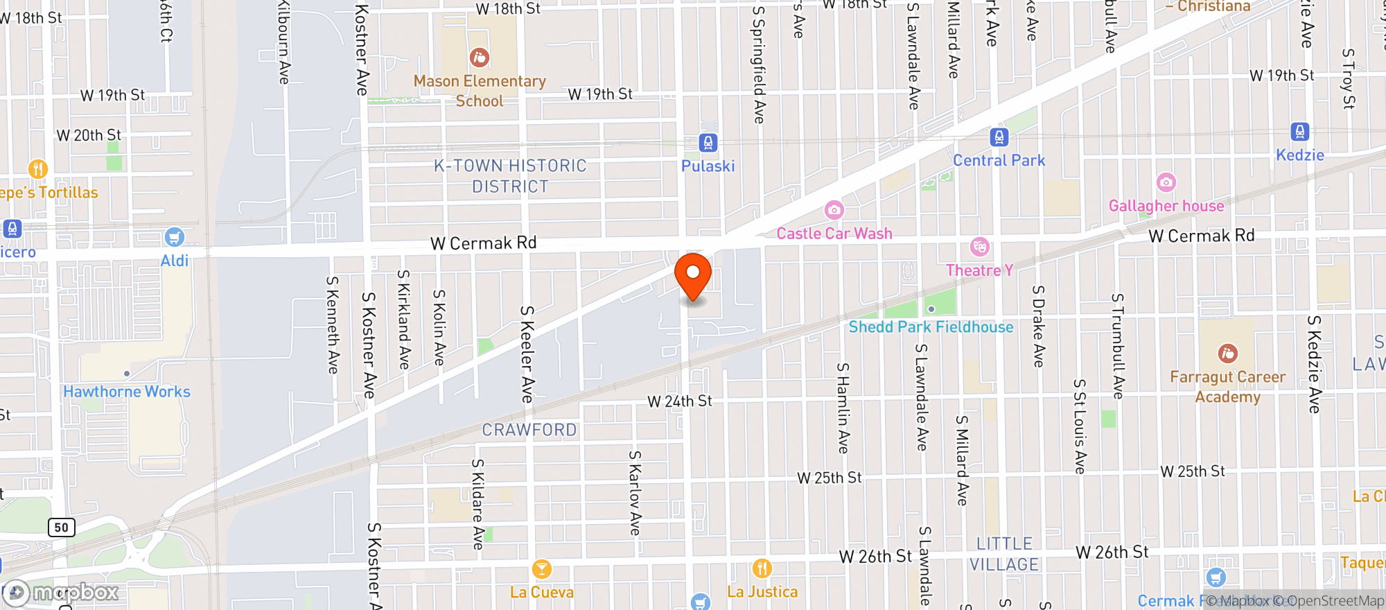 Map showing Lawndale Food Wine & Spirits Inc