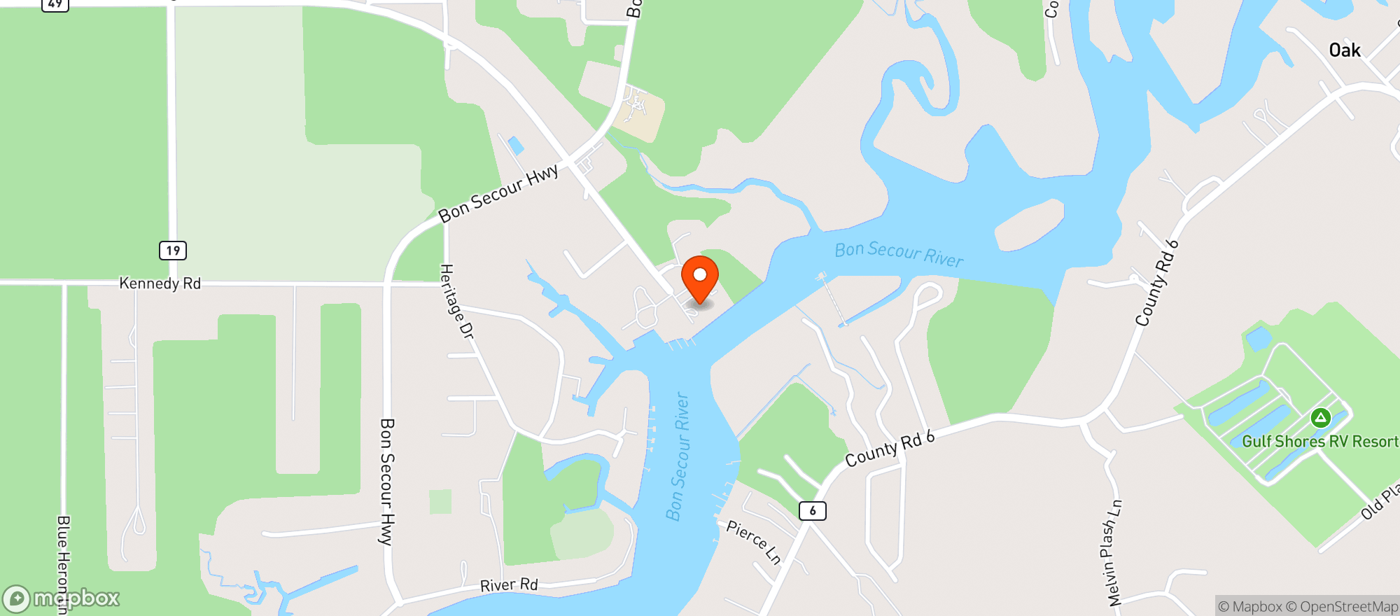 Map showing The Tin Top Restaurant & Oyster Bar