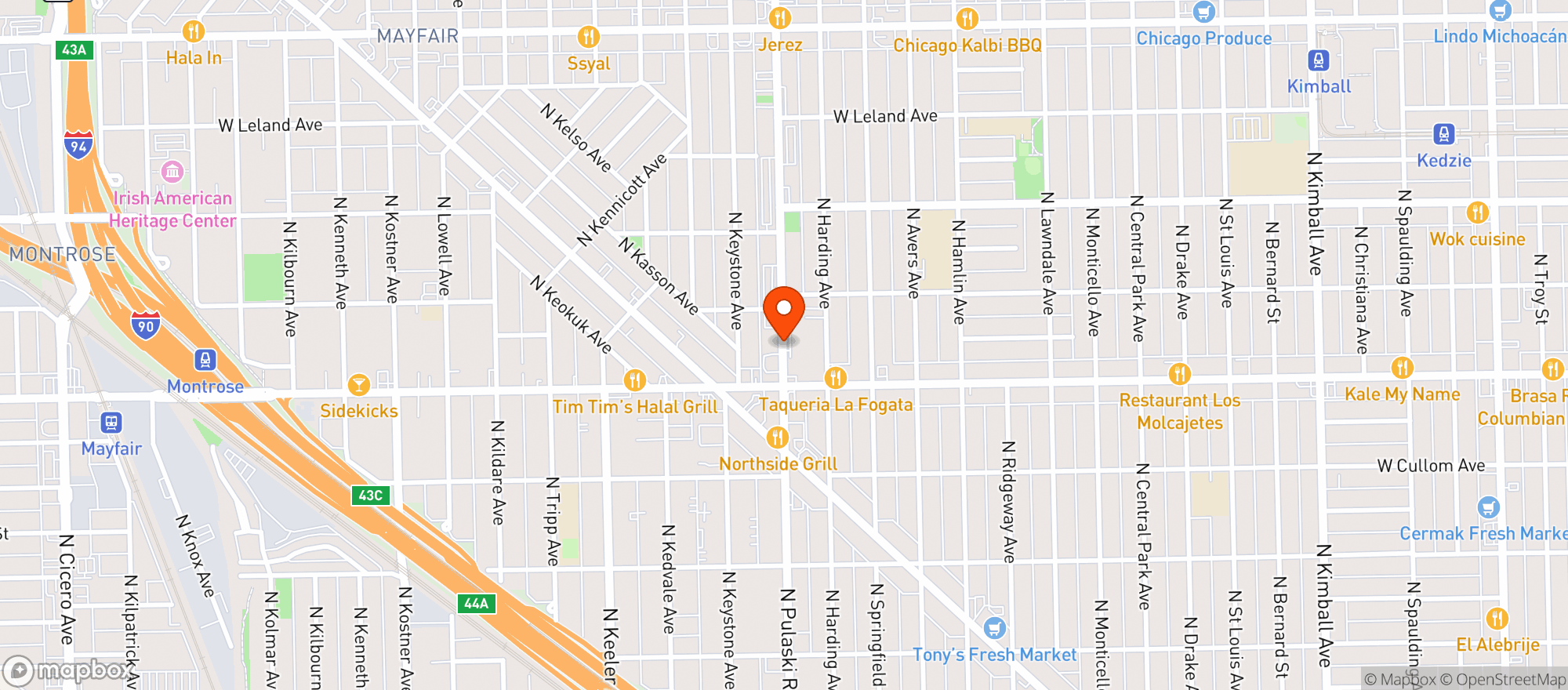 Map showing Nicks Billiards
