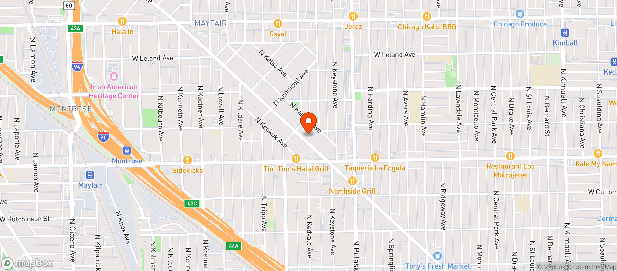 Map showing Door Dash
