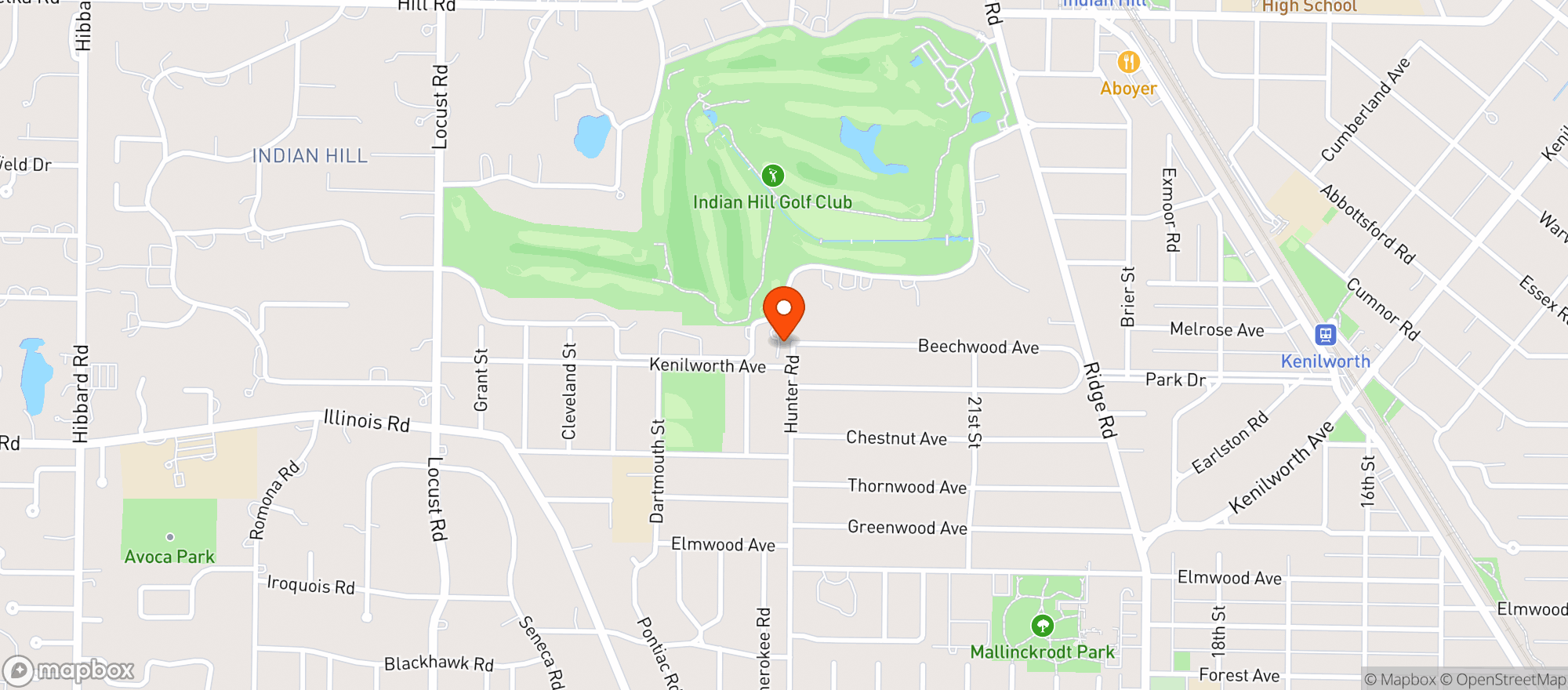 Map showing Indian Hill Golf Club