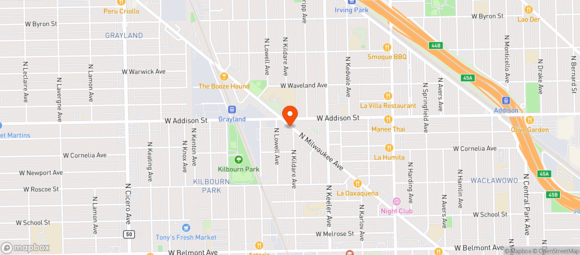 Map showing Quick Pick Food Mart