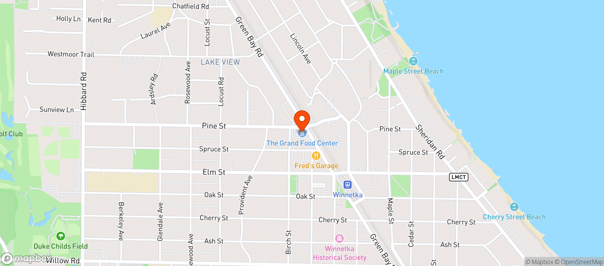 Map showing Sunset foods Winnetka-Grand