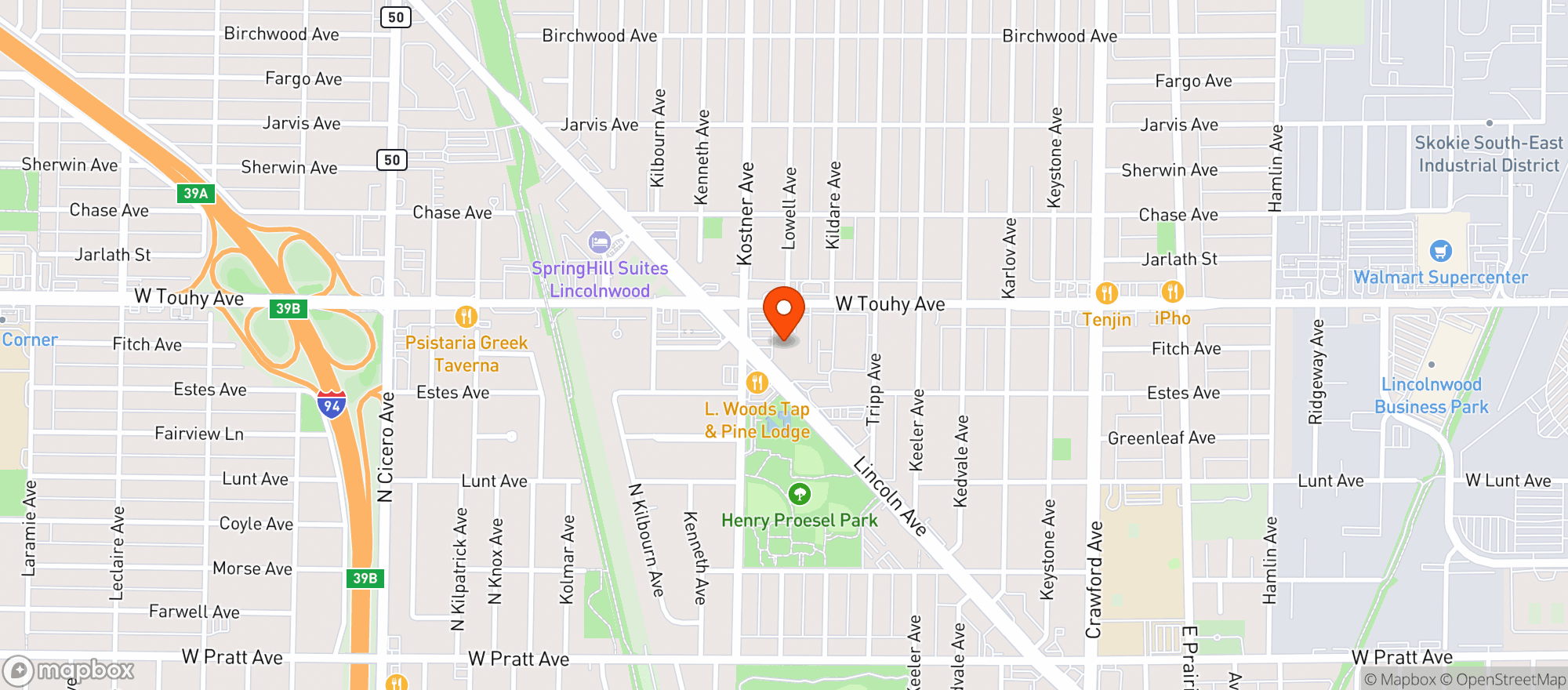 Map showing Binny's Beverage Depot