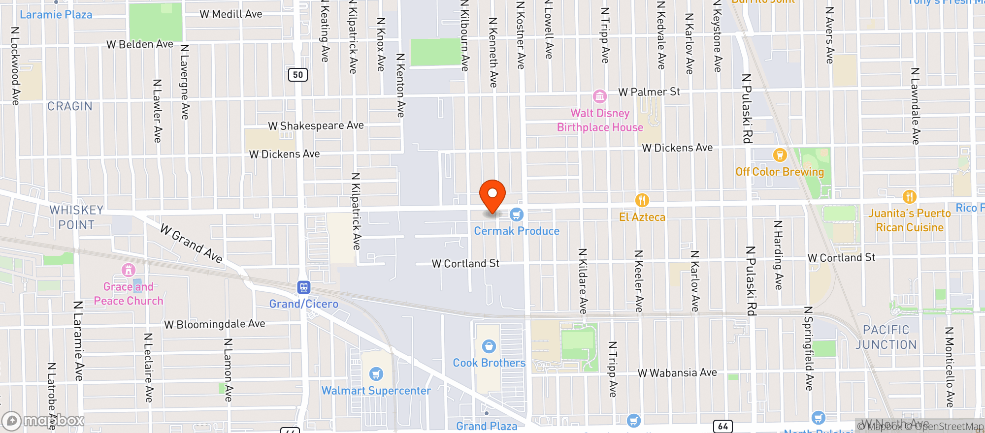 Map showing Aces Liquor & Tap
