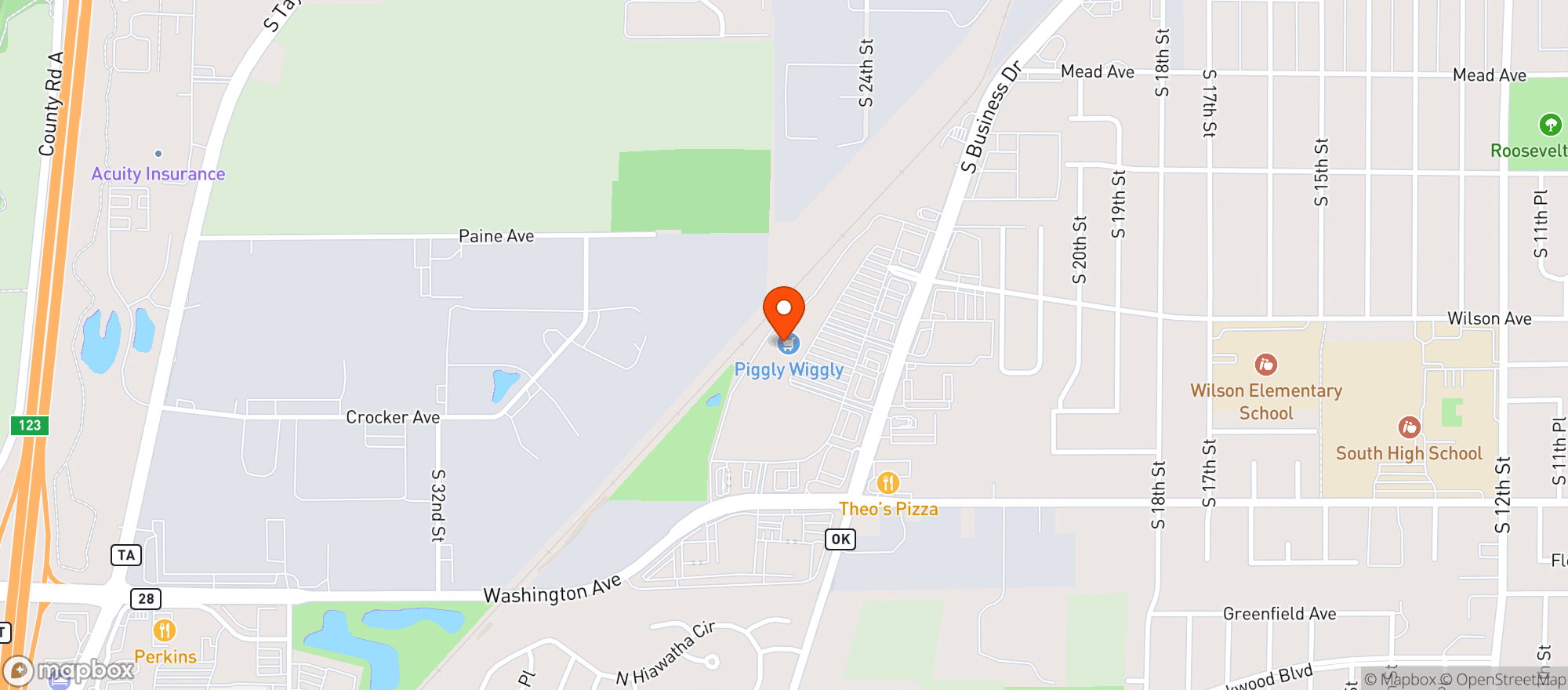 Map showing Tietz S Piggly Wiggly#332