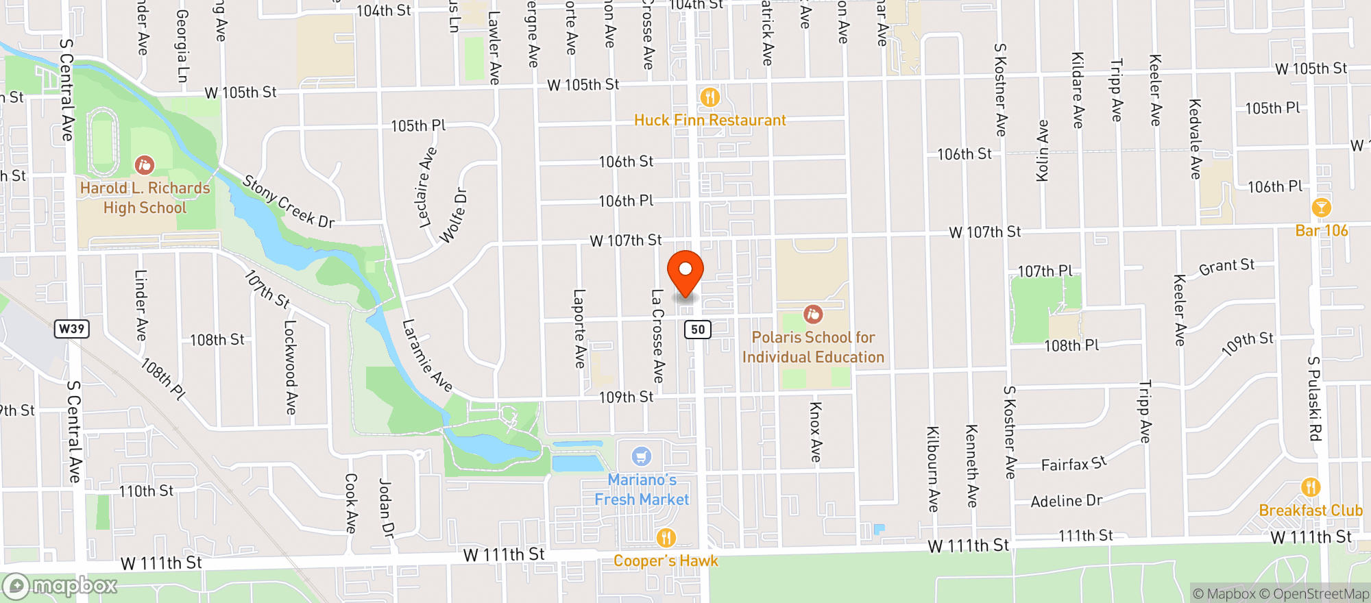Map showing Kenwood Liquors- Oak Lawn