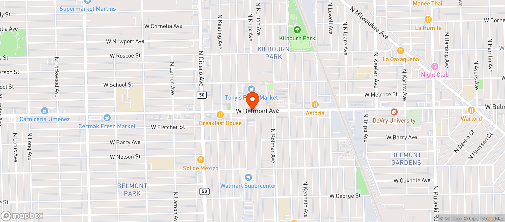 Map showing Tonys