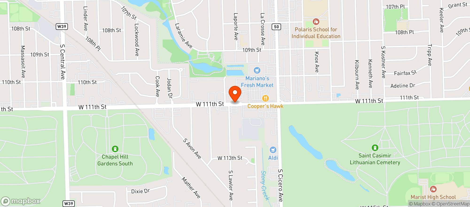 Map showing Paisans Pizzeria