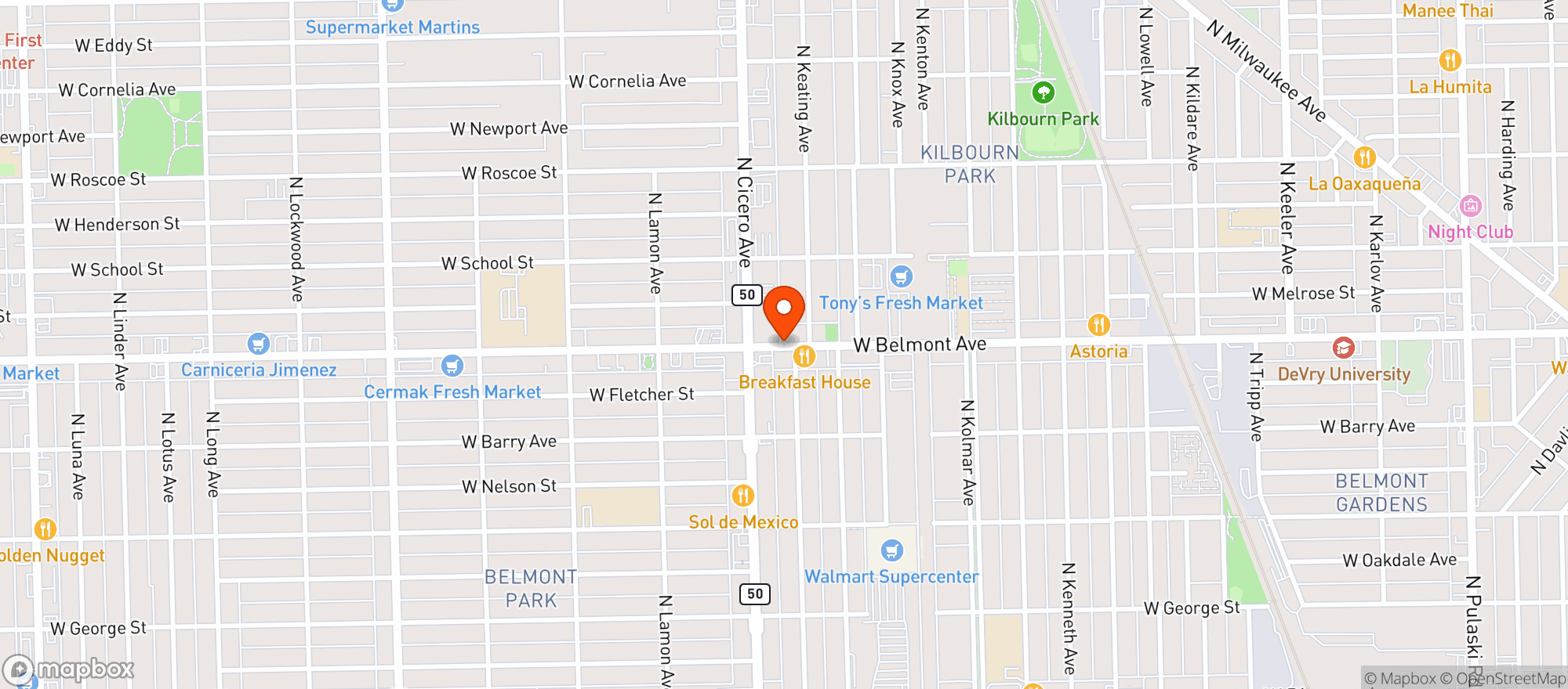 Map showing Bel Park Deli & Food