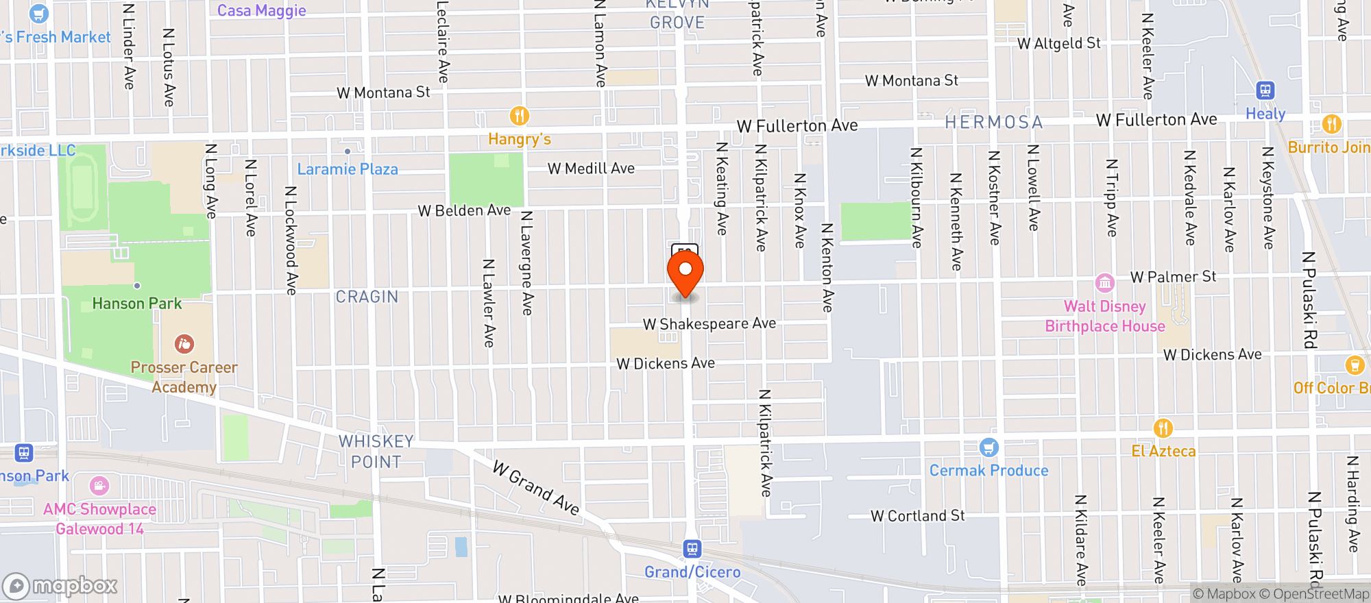Map showing Paisans Pizzeria