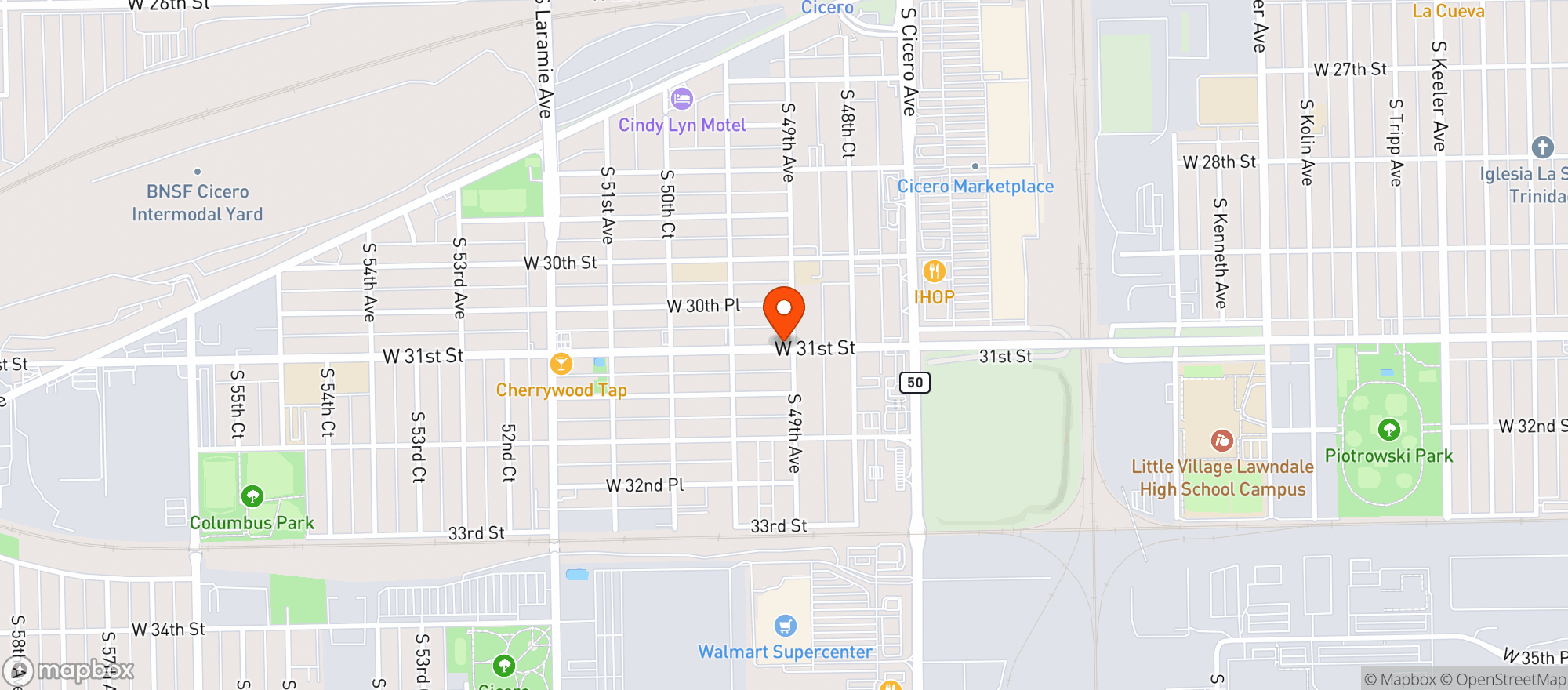 Map showing Victorias Sport Bar