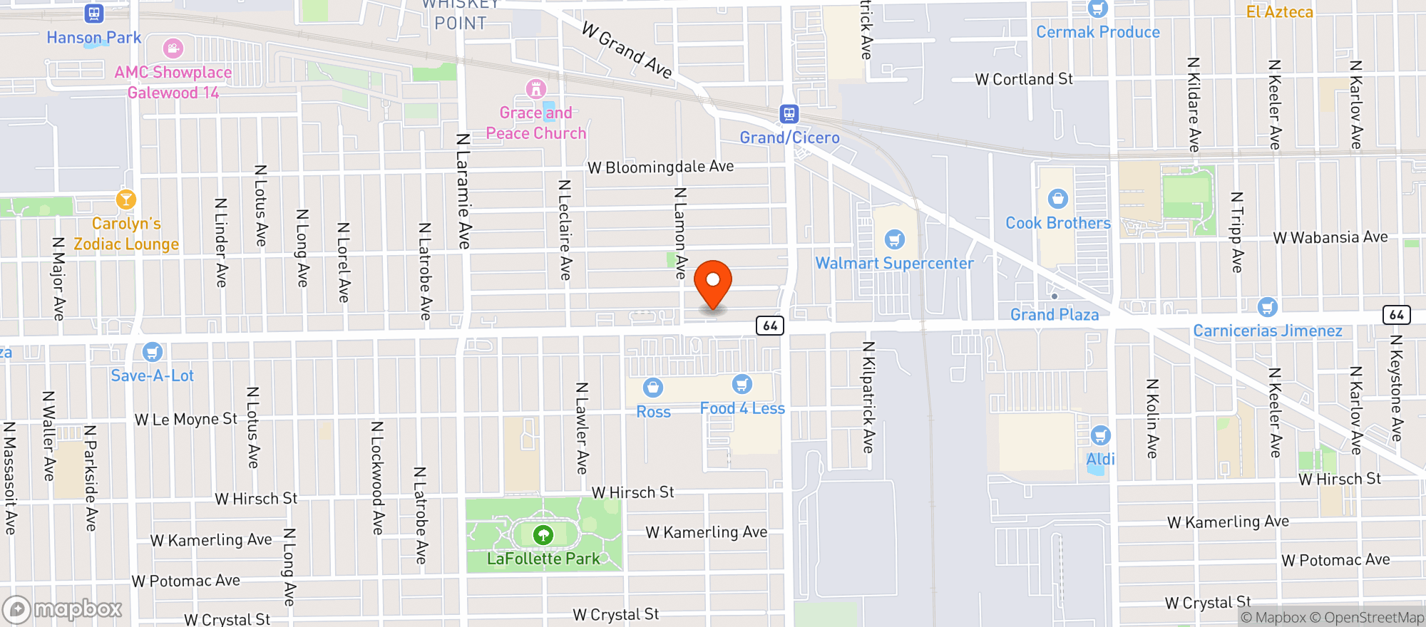 Map showing Lyon's Beverage Depot