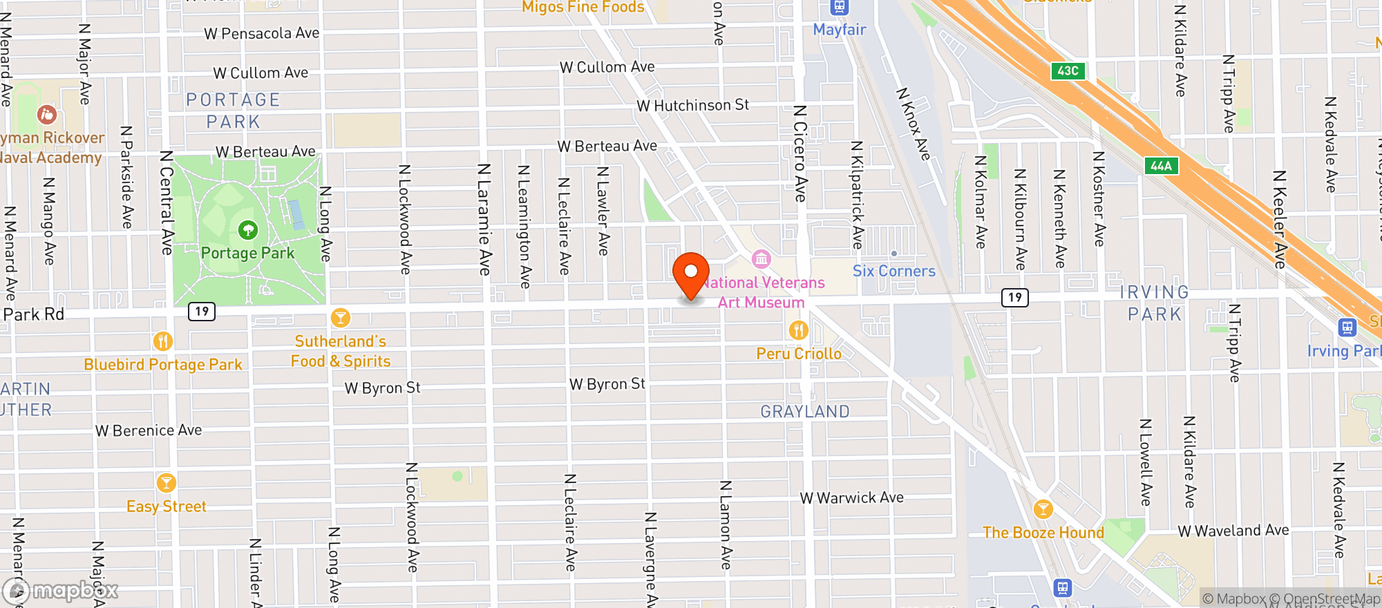 Map showing Binny's Beverage Depot - Portage Park