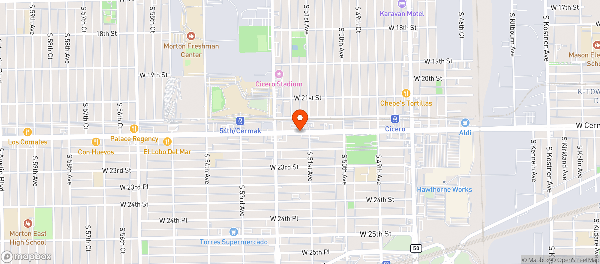 Map showing Cermak Liquors