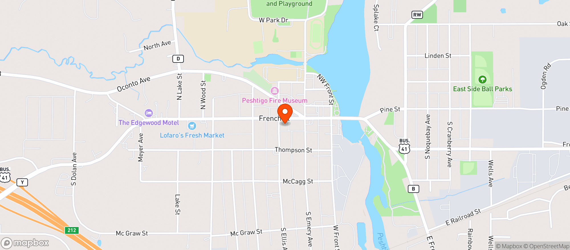 Map showing Krist Food Mart #58