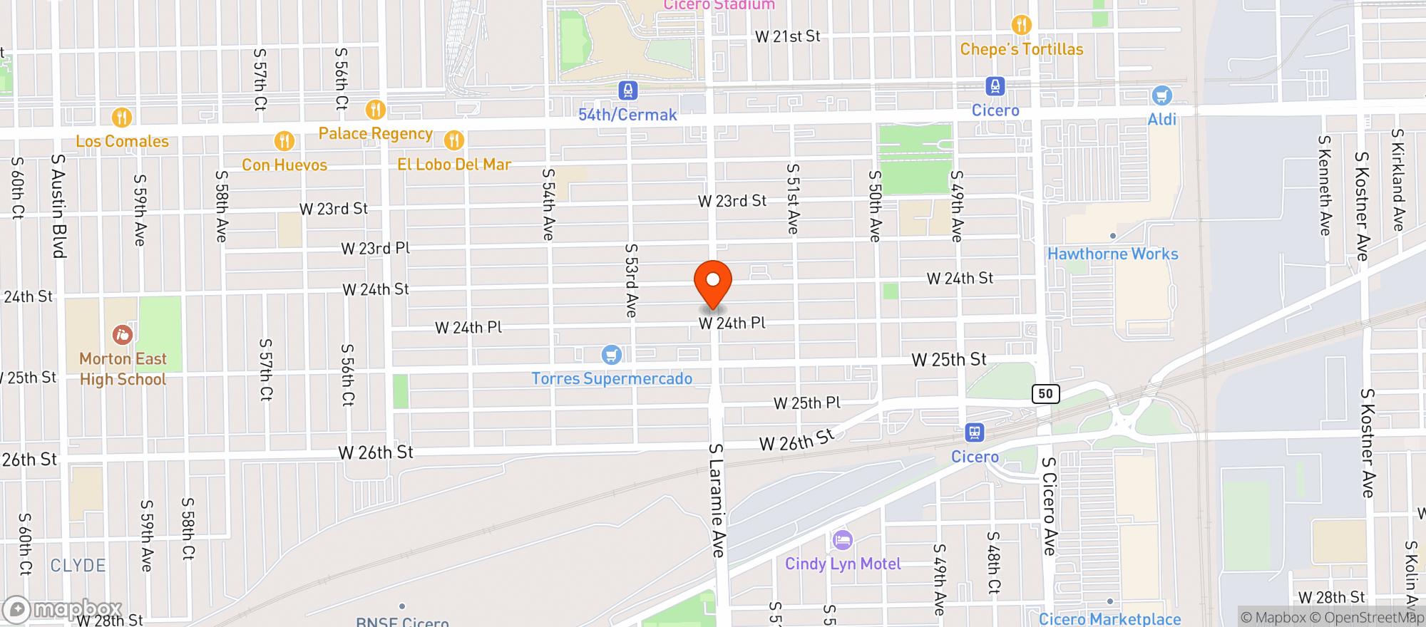 Map showing Charlys Place