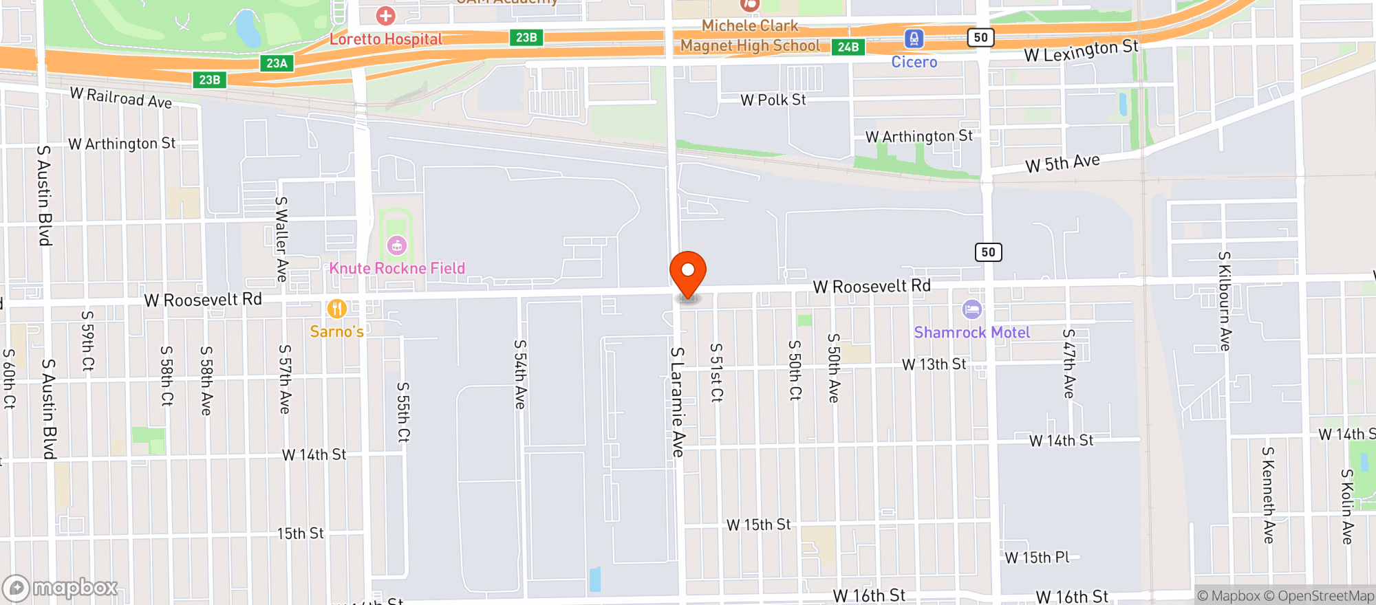 Map showing Roosevelt Laramie Mobil