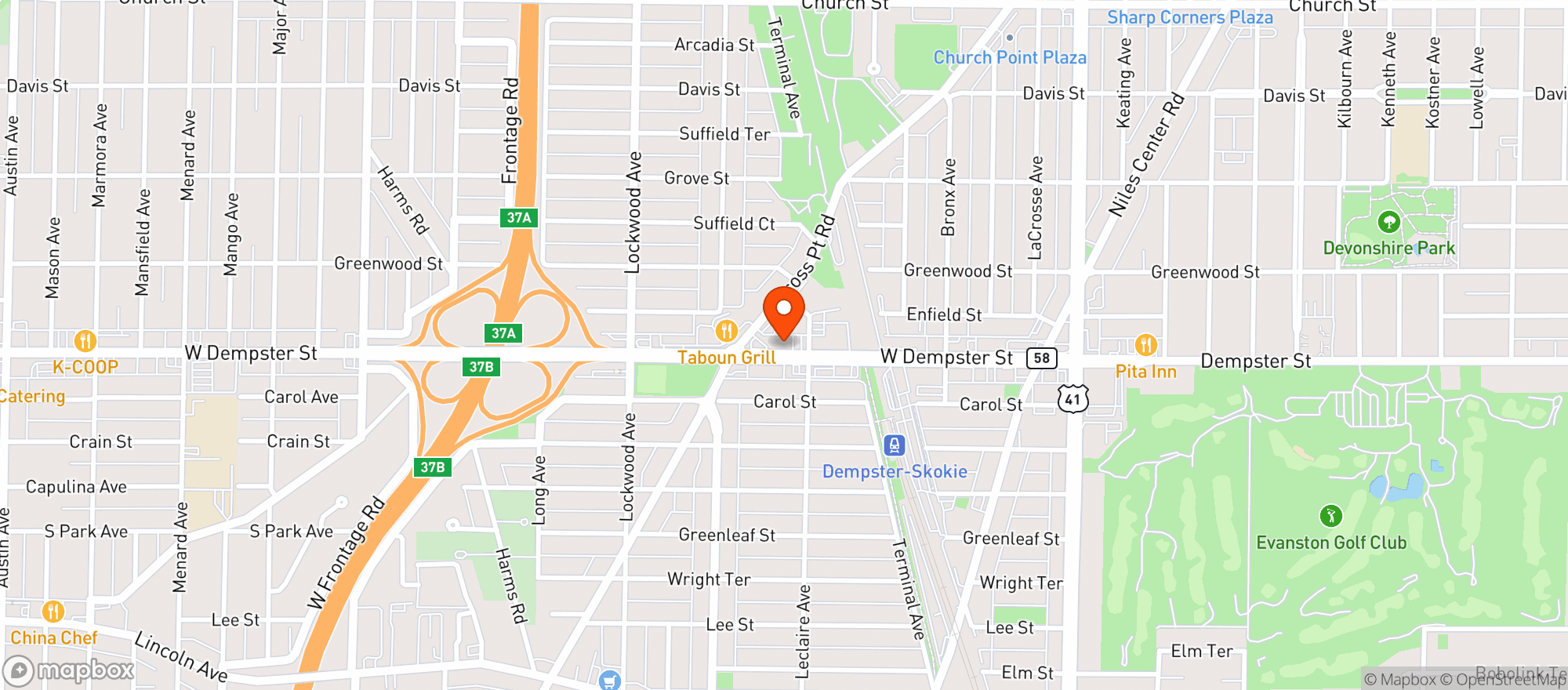 Map showing Binny's Beverage Depot - Skokie
