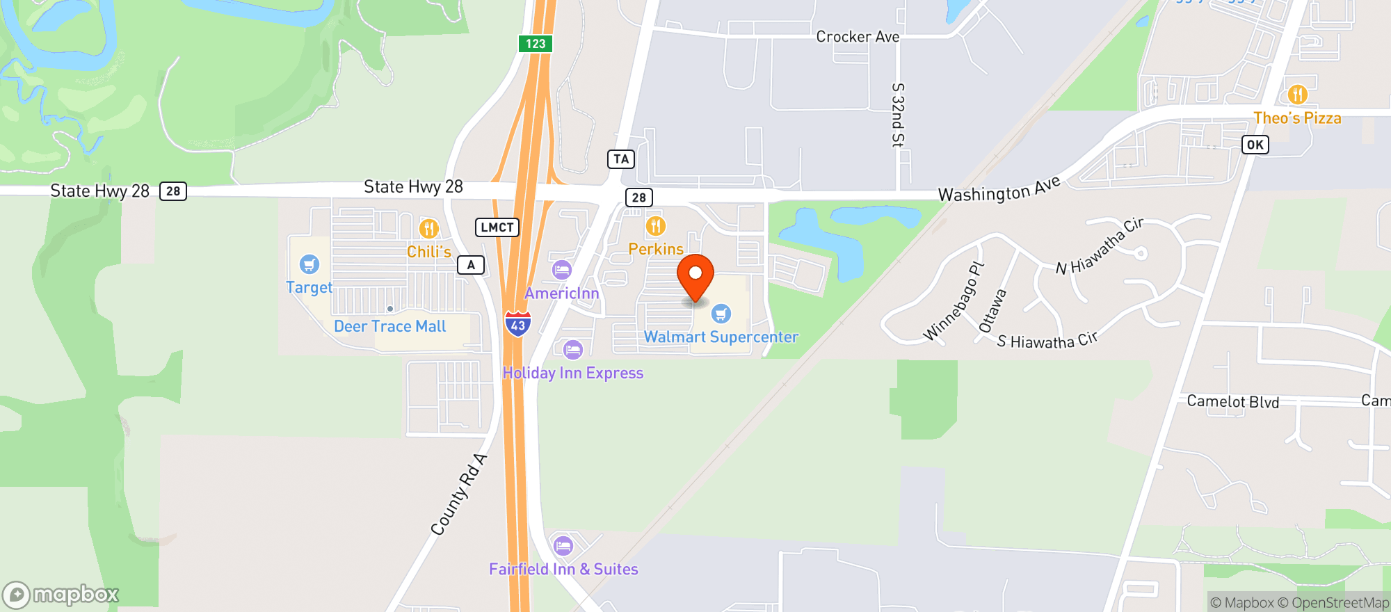 Map showing Walmart Supercenter