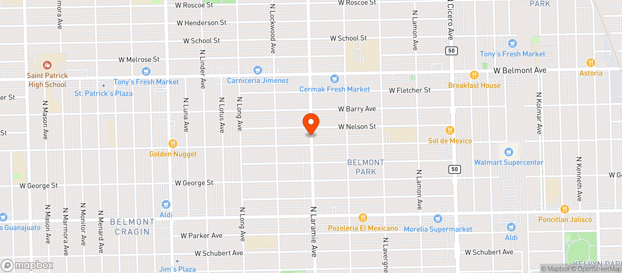 Map showing Laramie Bakery & Deli