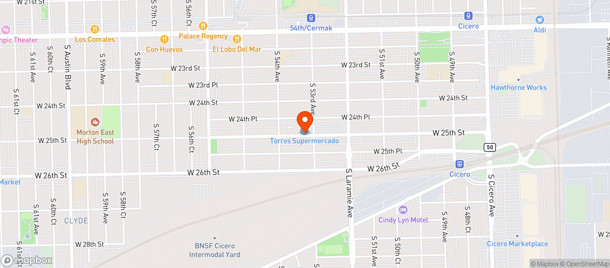 Map showing Supermercado Torres