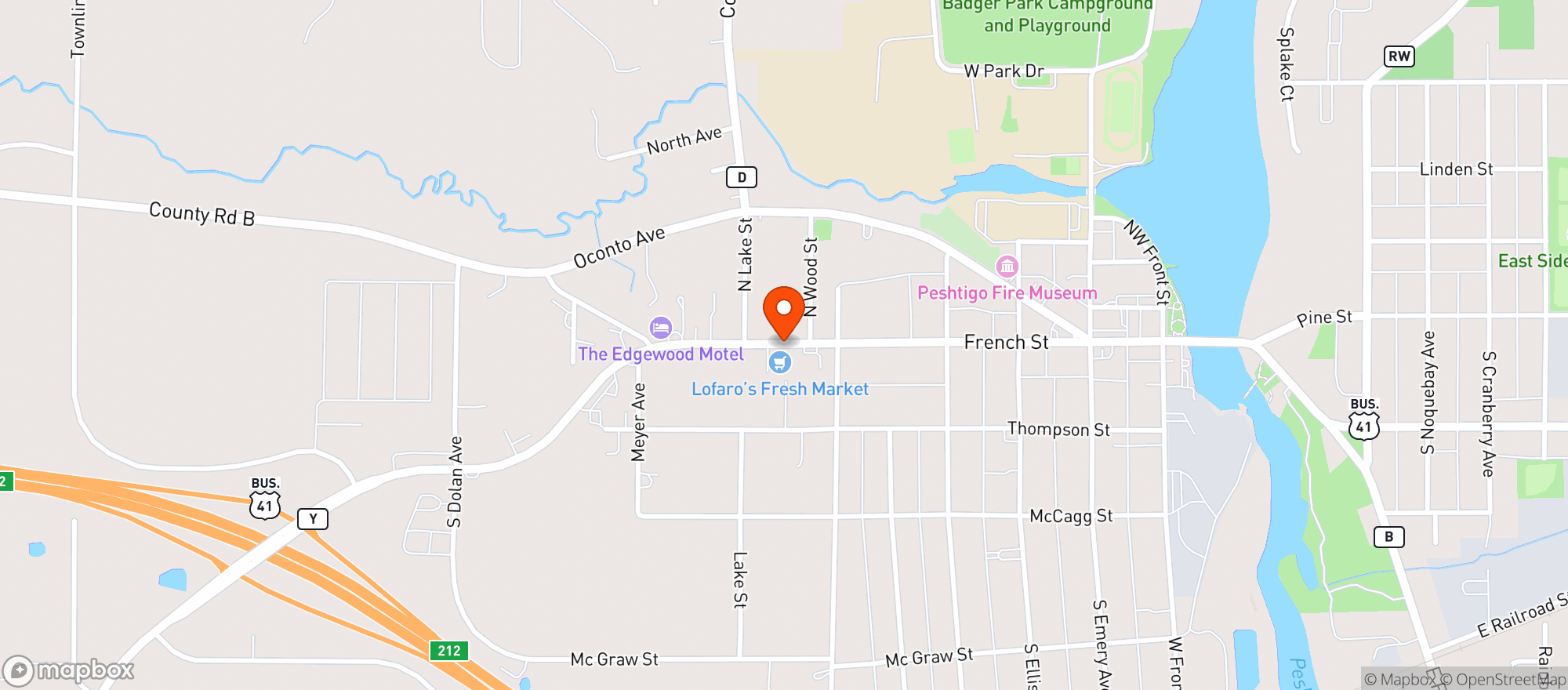 Map showing Lofaros Fresh Market