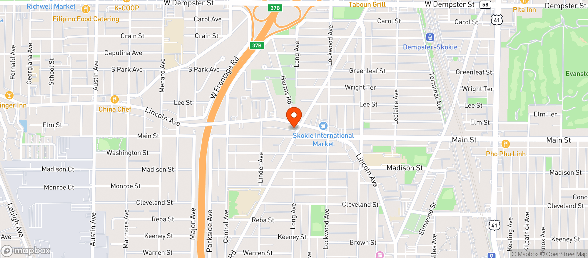 Map showing SKOKIE MART