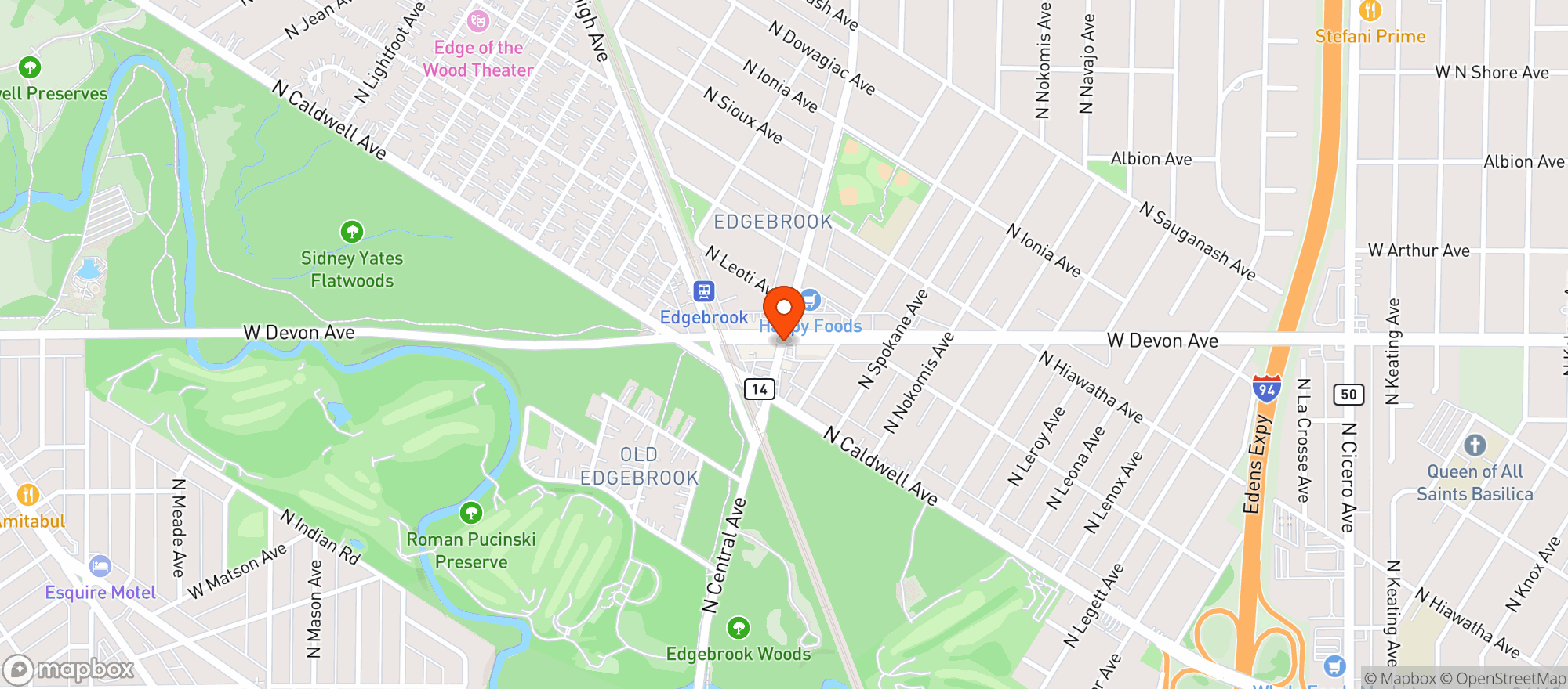 Map showing Bottles & Cans- Edgebrook