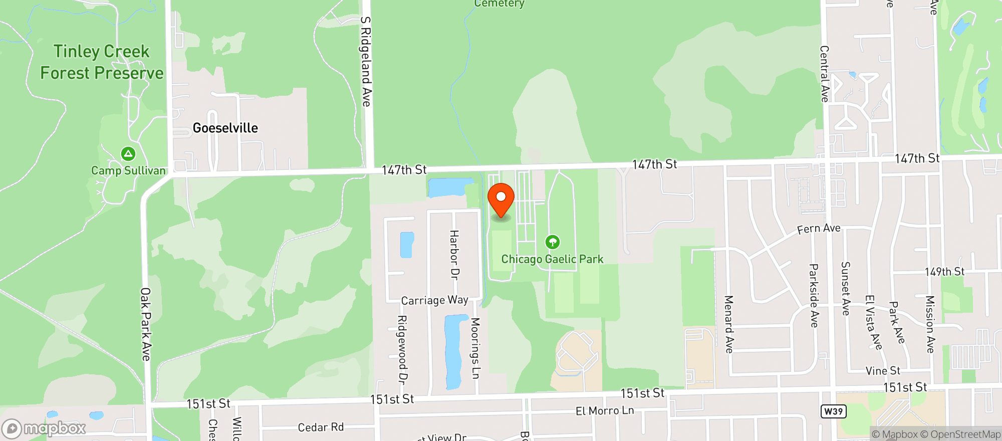 Map showing Chicago Gaelic Park