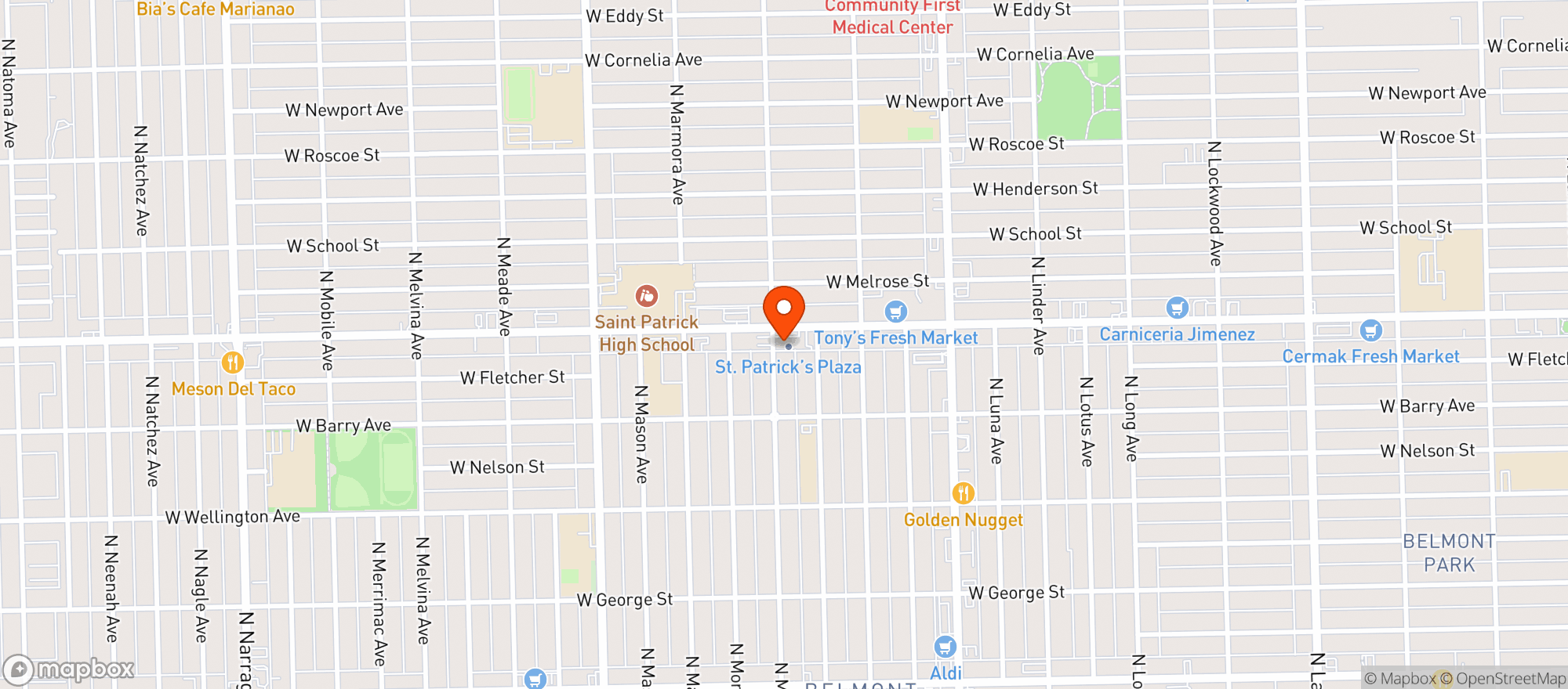 Map showing Belmont Liquor & Tobacco