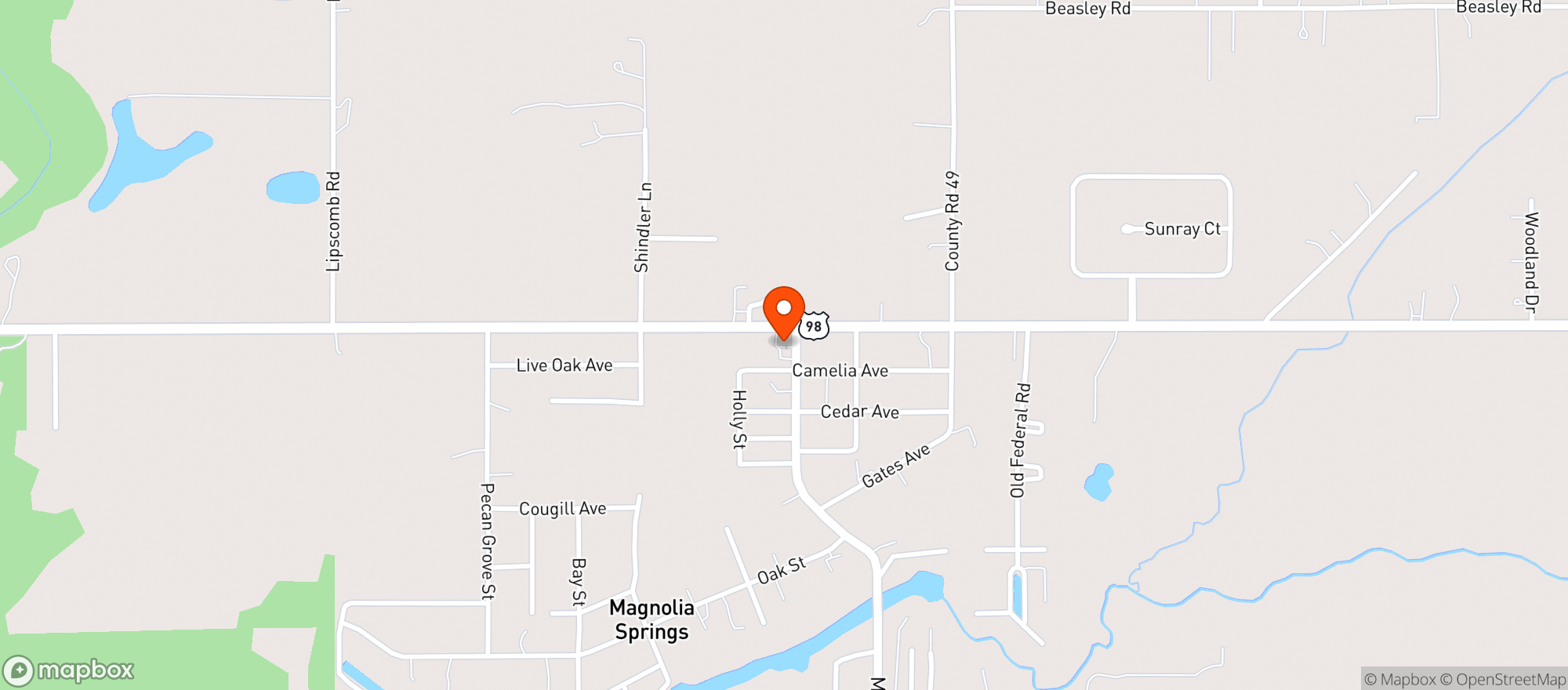 Map showing Magnolia Springs Express
