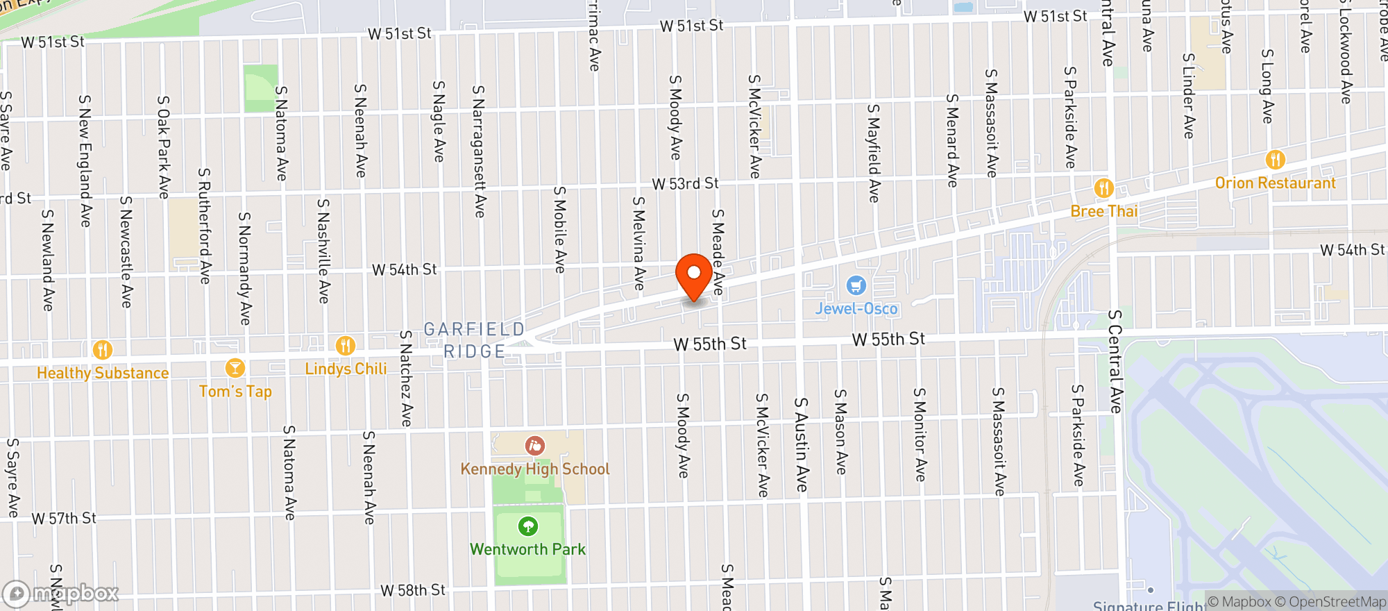 Map showing Home Run Inn Pizza