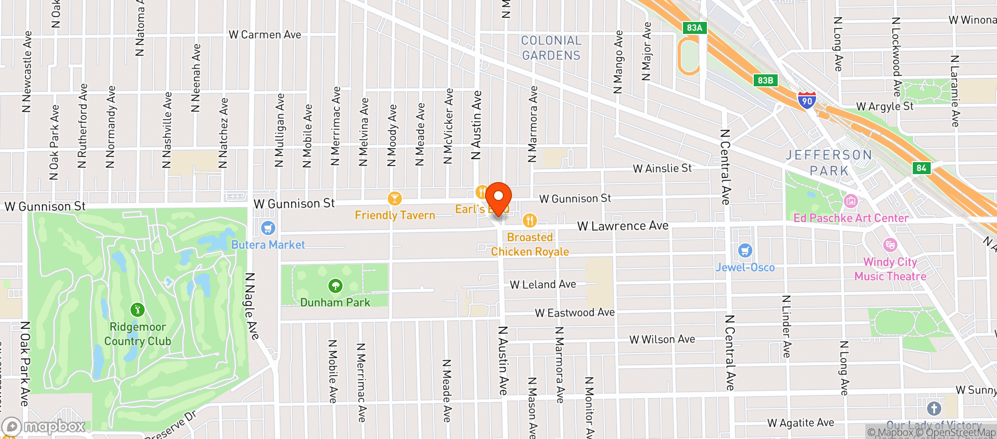 Map showing Printer's Row Brewing