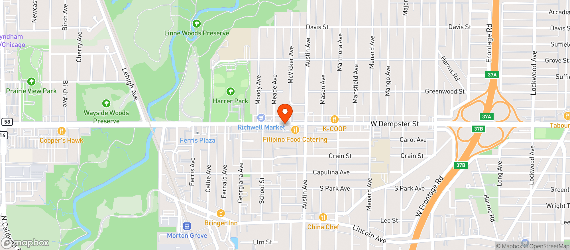 Map showing JAYS FOOD & LIQUOR