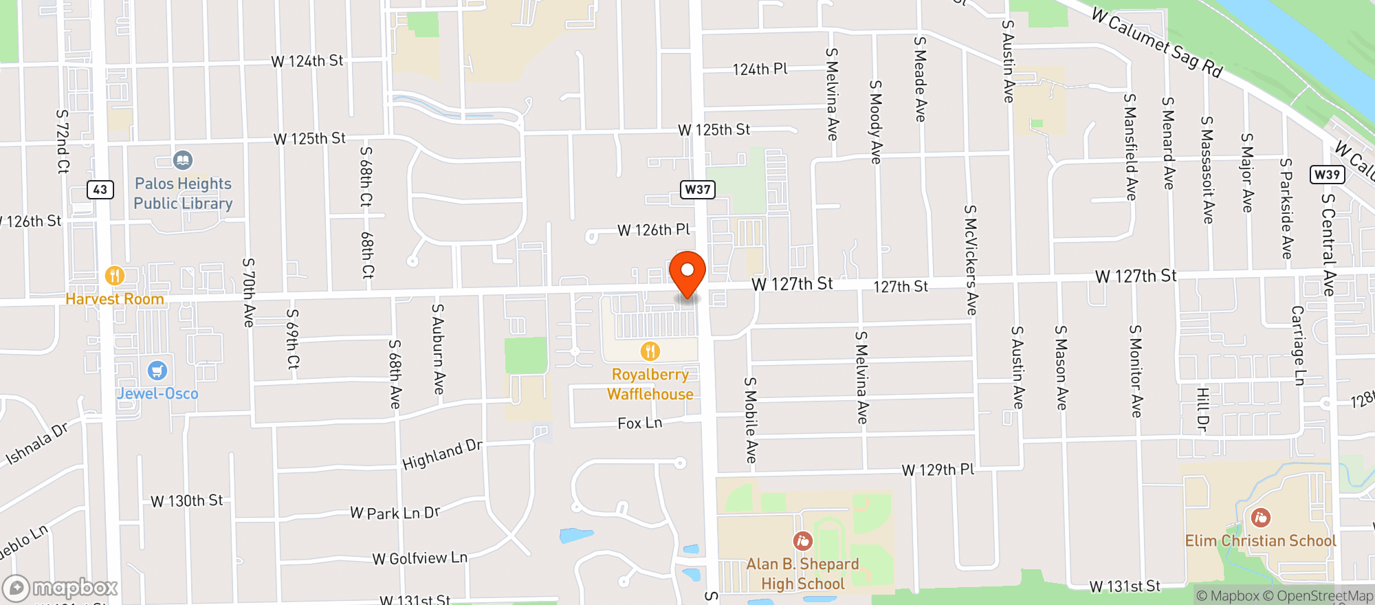 Map showing X S & O S Of Palos Hts