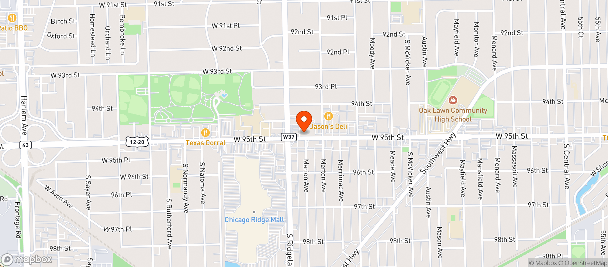 Map showing Vitamin Shoppe - Oak Lawn