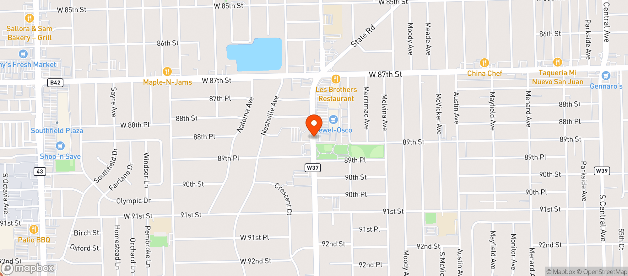 Map showing JEWEL OSCO