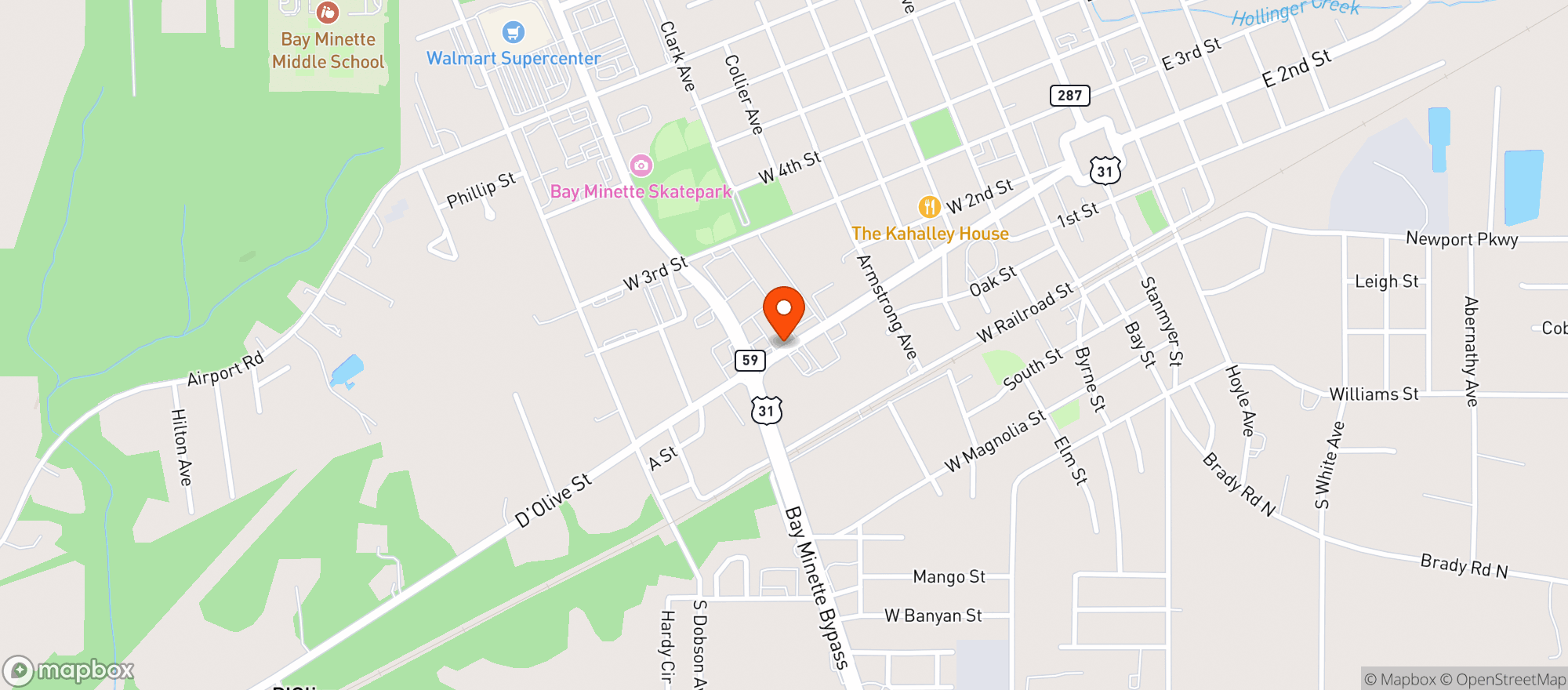 Map showing Bay Minette Liquor Beer Wine
