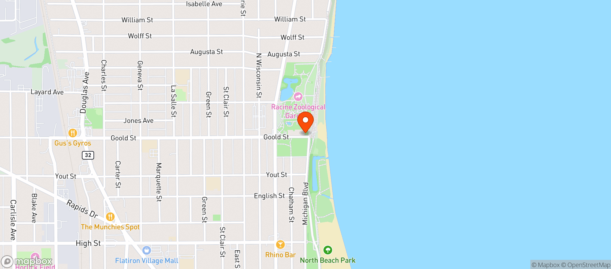 Map showing Racine Zoo