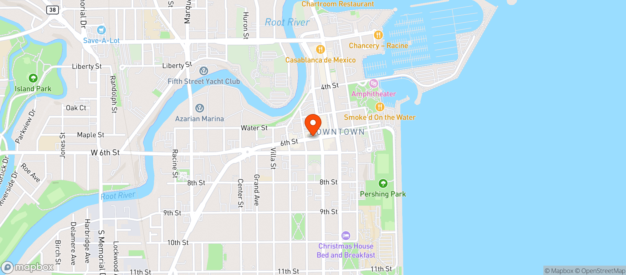 Map showing The Blue Rock Lounge