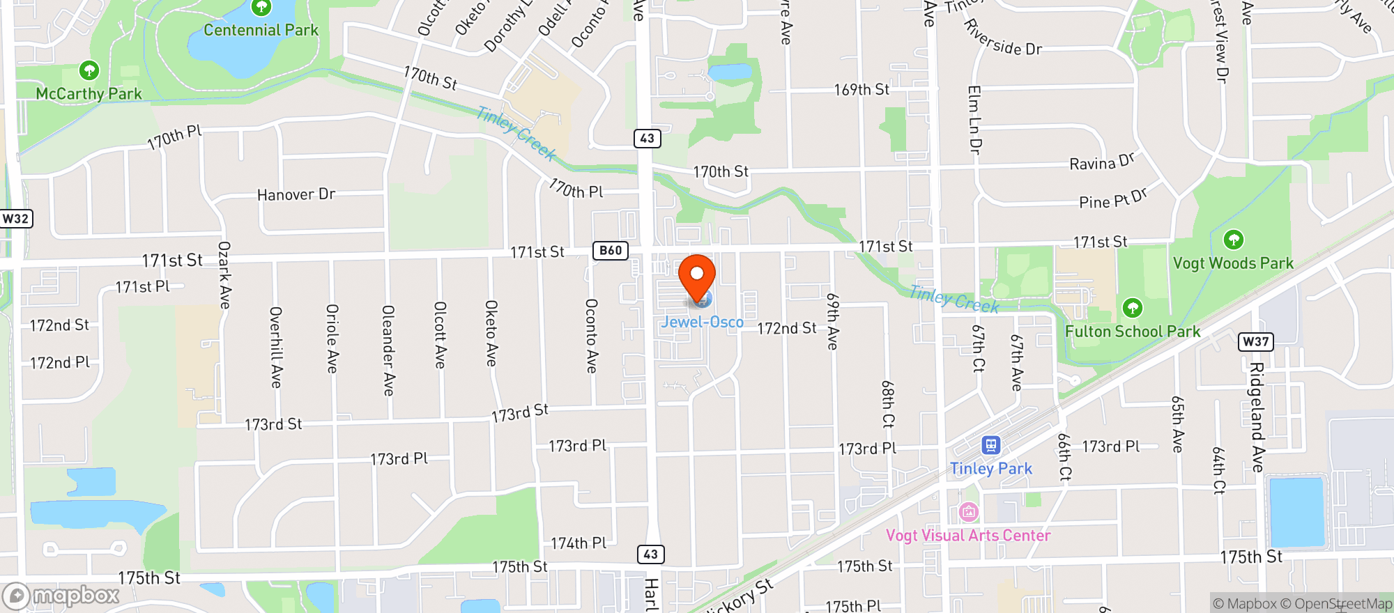 Map showing Osco Drug #3165