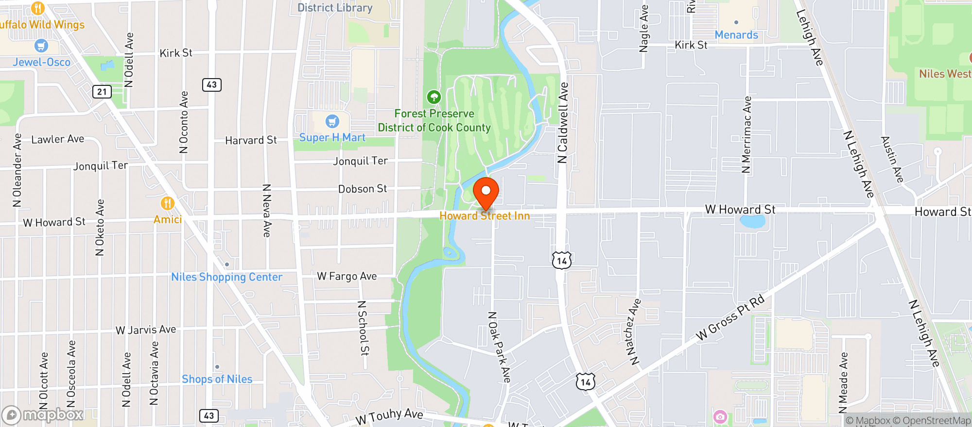 Map showing The Howard Street Inn