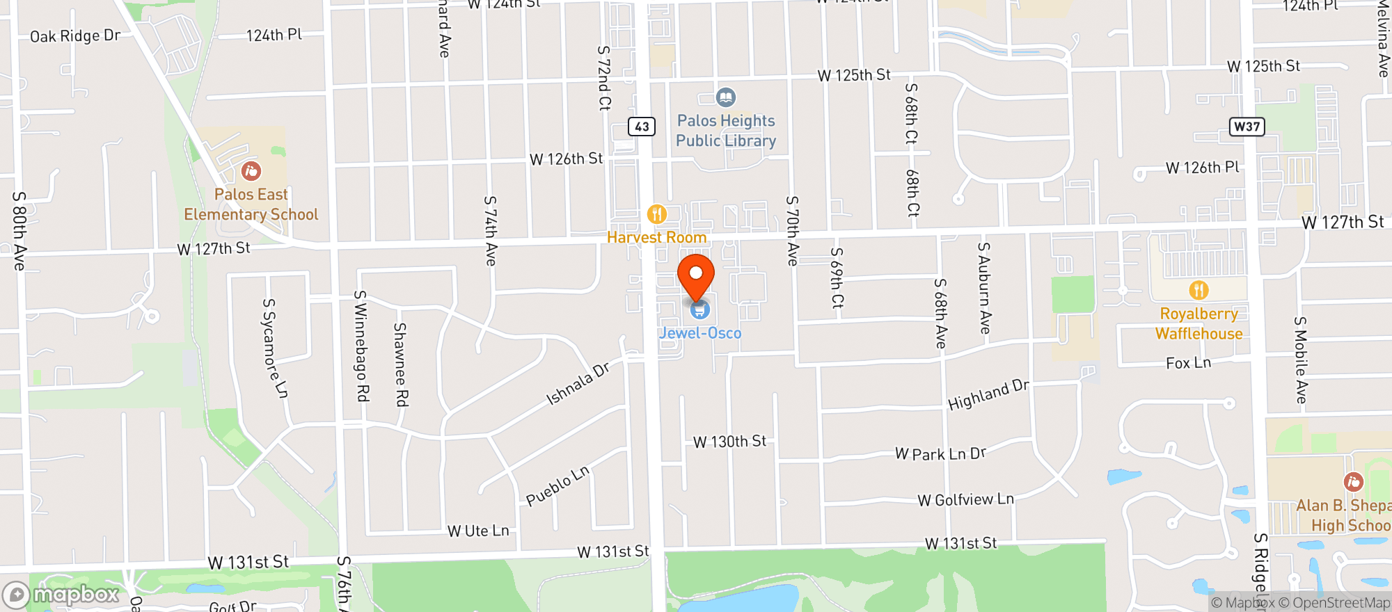Map showing Osco Drug #3053