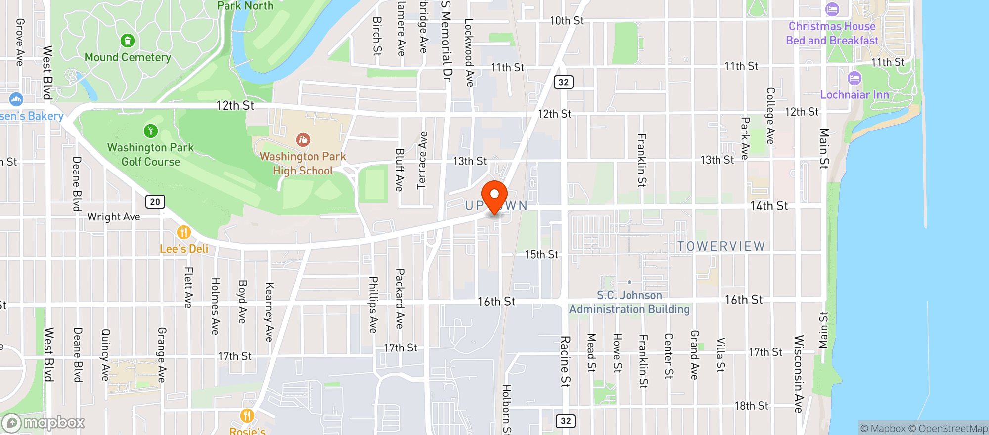 Map showing Liquor Depot (Racine)