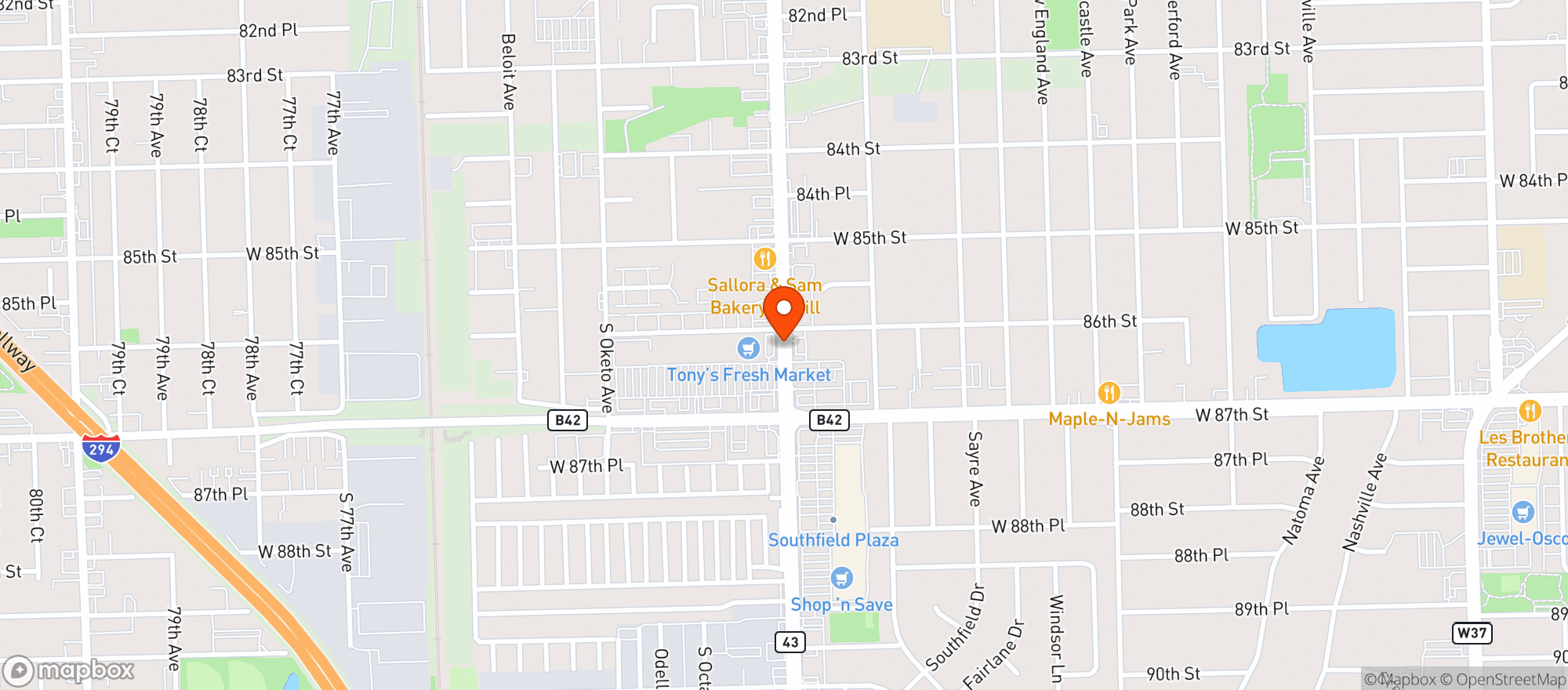 Map showing Tonys Fresh Market