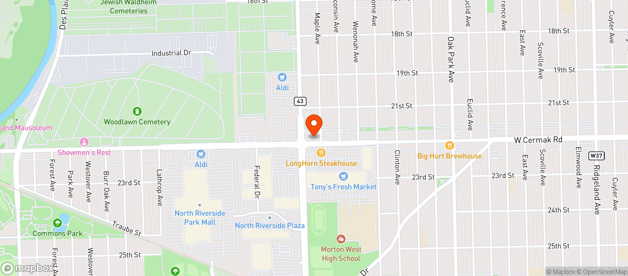 Map showing Buffalo Wild Wings Gril #330