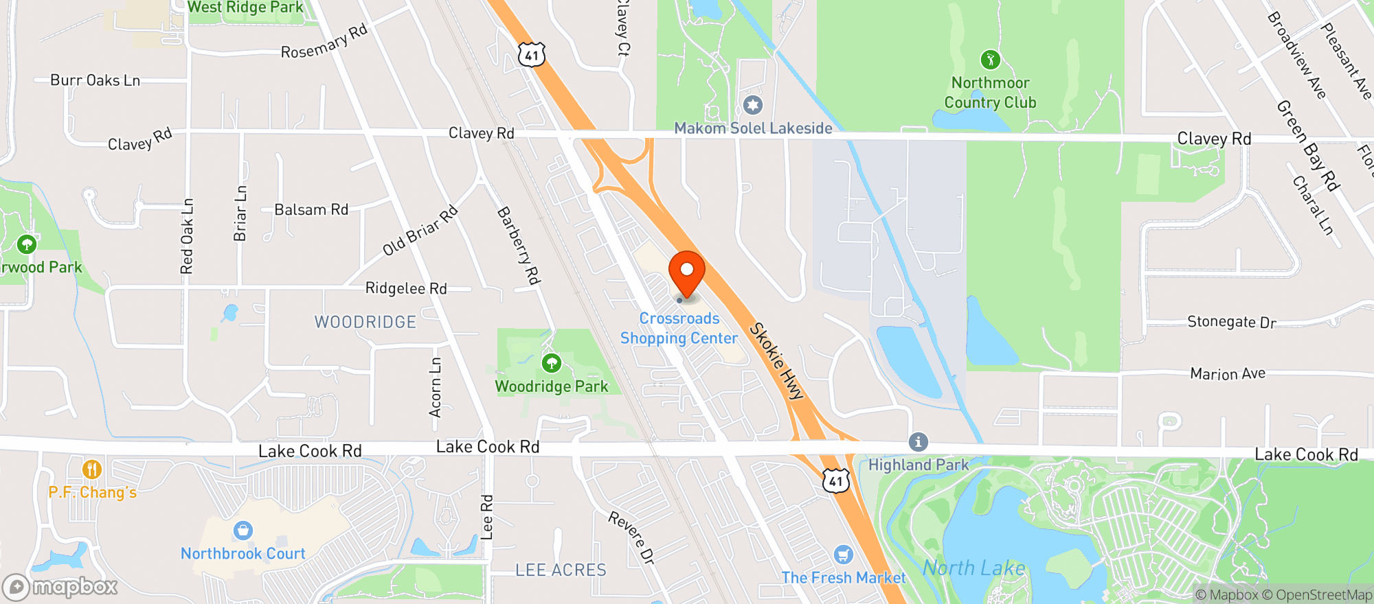 Map showing Binny's Highland Park
