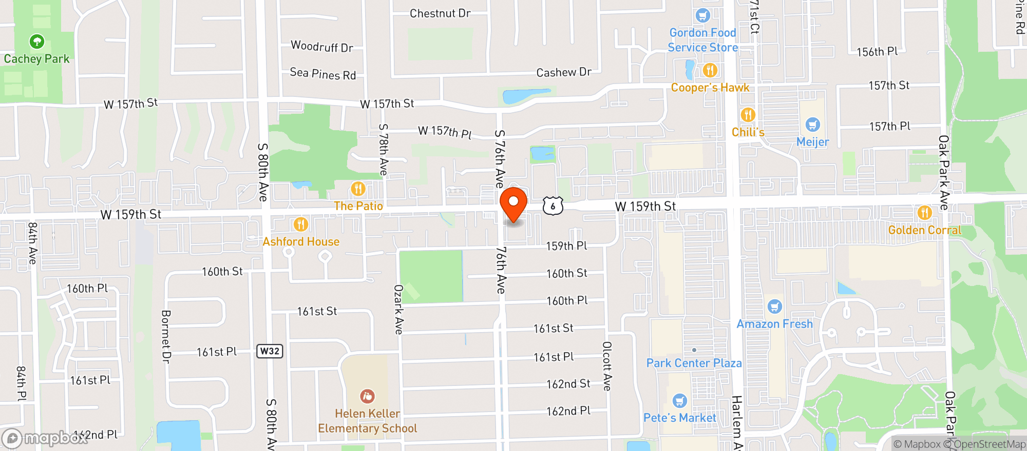 Map showing Tinley Wine & Spirits